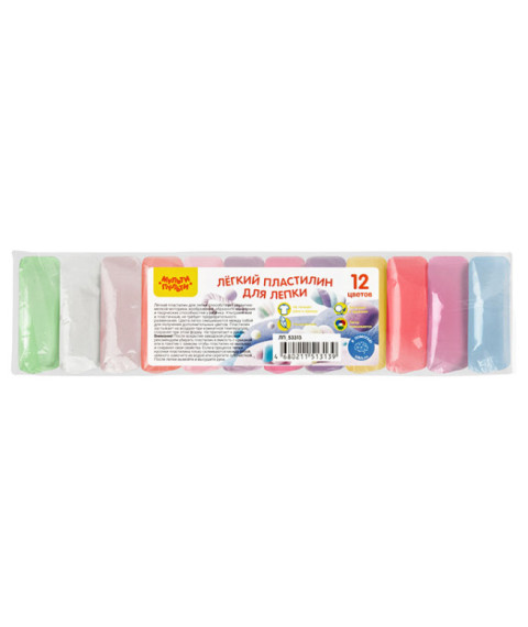 Air plastilină Mulți-Pulti "MarshmallowLow", 12 culori, 120 g